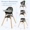 Costway 6-in-1 Convertible Wooden Baby Highchair Infant Feeding Chair with Removable Tray Black/Grey/Pink/White/Beige